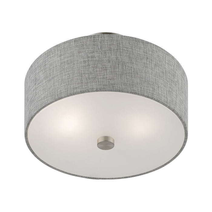 Livex Lighting 46741-91 Two Light Semi-Flush Mount, Brushed Nickel w/Shiny White