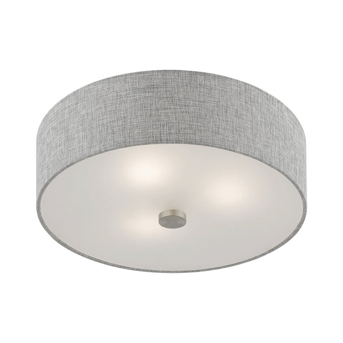 Livex Lighting 46743-91 Three Light Semi-Flush Mount, Brushed Nickel w/Shiny White