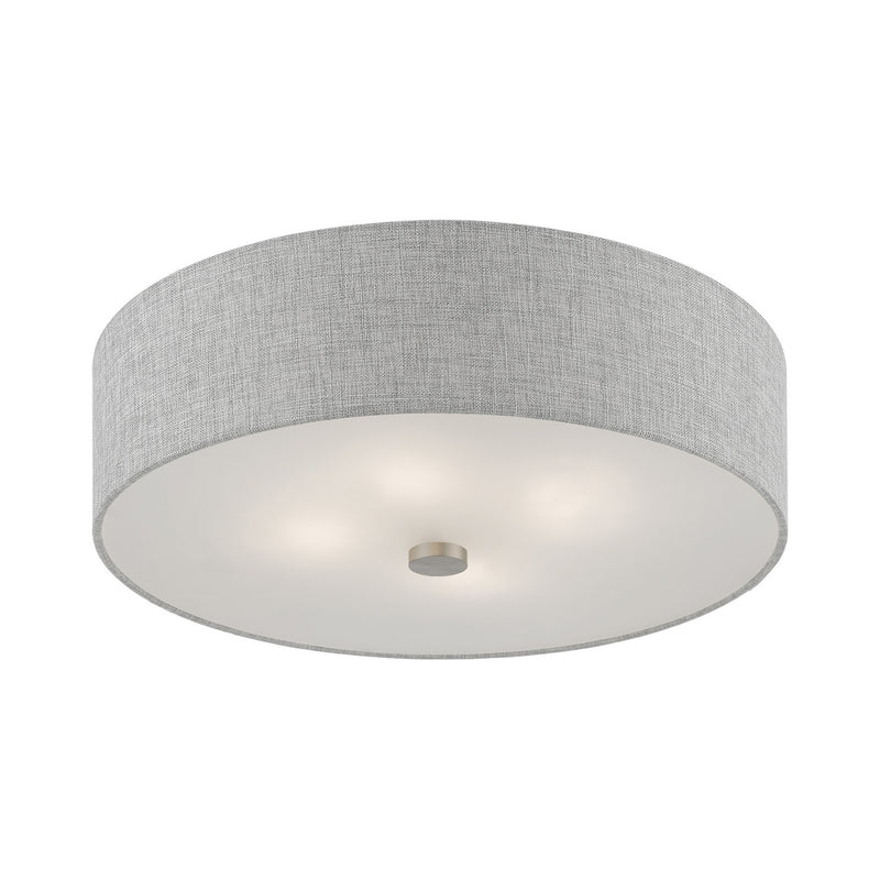 Livex Lighting 46744-91 Four Light Semi-Flush Mount, Brushed Nickel w/Shiny White