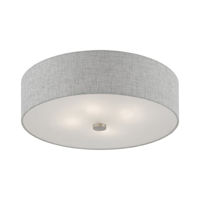 Livex Lighting 46744-91 Four Light Semi-Flush Mount, Brushed Nickel w/Shiny White