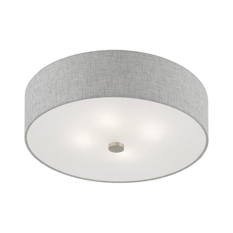 Livex Lighting 46744-91 Four Light Semi-Flush Mount, Brushed Nickel w/Shiny White