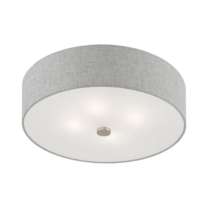 Livex Lighting 46744-91 Four Light Semi-Flush Mount, Brushed Nickel w/Shiny White