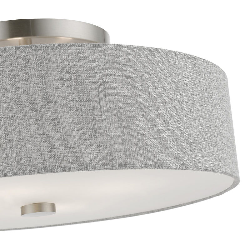 Livex Lighting 46744-91 Four Light Semi-Flush Mount, Brushed Nickel w/Shiny White