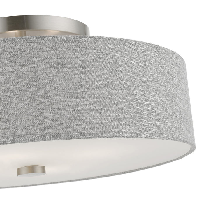 Livex Lighting 46744-91 Four Light Semi-Flush Mount, Brushed Nickel w/Shiny White