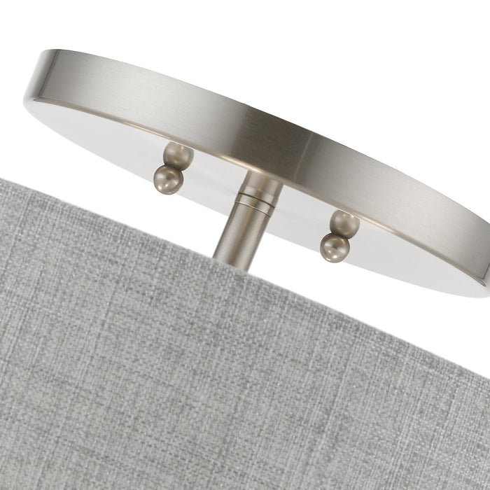Livex Lighting 46744-91 Four Light Semi-Flush Mount, Brushed Nickel w/Shiny White