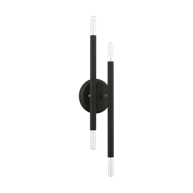 Livex Lighting 46771-04 Four Light Wall Sconce, Black w/Brushed Nickel