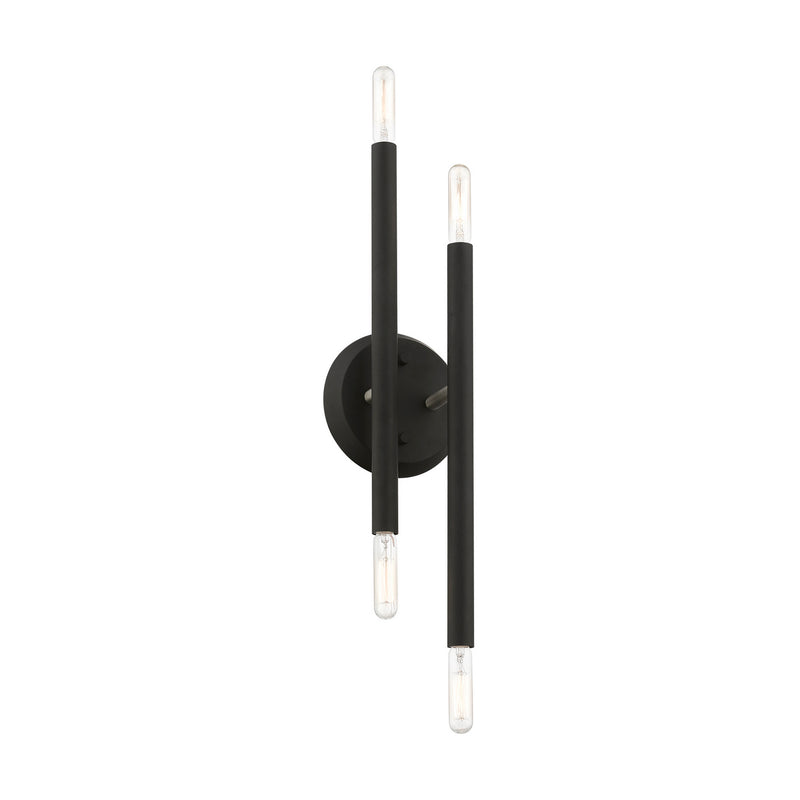 Livex Lighting 46771-04 Four Light Wall Sconce, Black w/Brushed Nickel