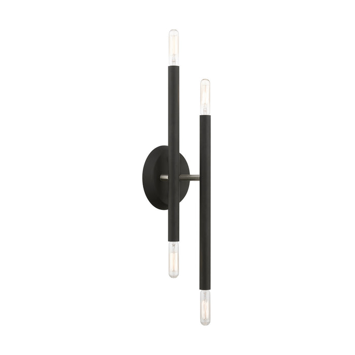 Livex Lighting 46771-04 Four Light Wall Sconce, Black w/Brushed Nickel