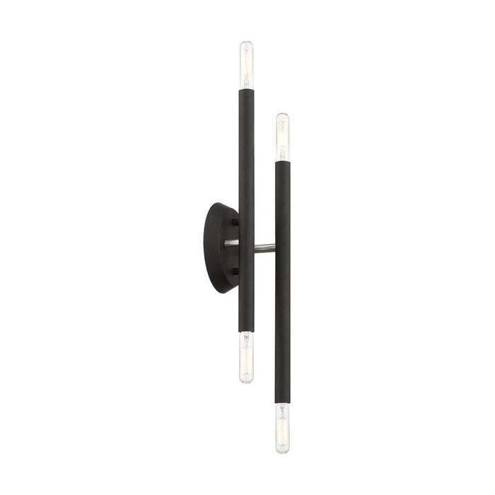 Livex Lighting 46771-04 Four Light Wall Sconce, Black w/Brushed Nickel