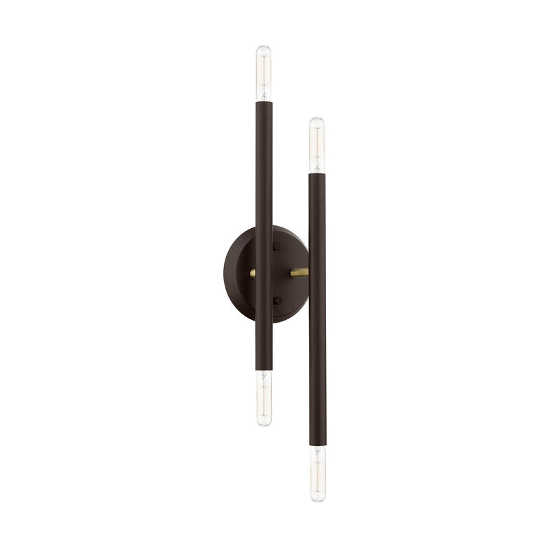 Livex Lighting 46771-07 Four Light Wall Sconce, Bronze w/Antique Brass
