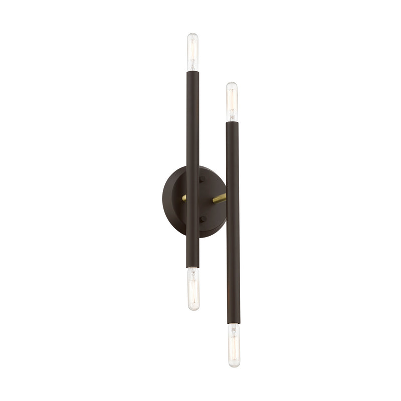 Livex Lighting 46771-07 Four Light Wall Sconce, Bronze w/Antique Brass