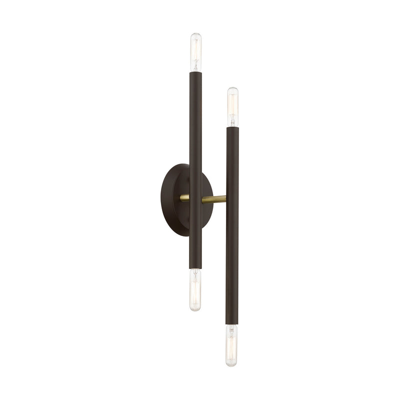 Livex Lighting 46771-07 Four Light Wall Sconce, Bronze w/Antique Brass