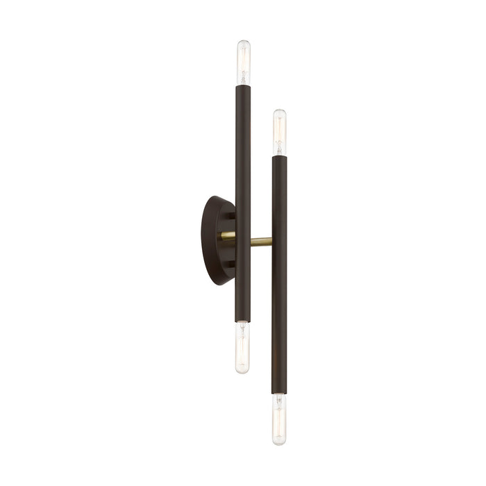 Livex Lighting 46771-07 Four Light Wall Sconce, Bronze w/Antique Brass