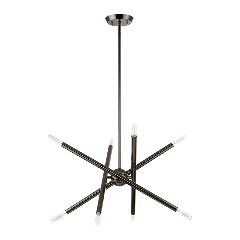 Livex Lighting 46774-46 Eight Light Chandelier, Black Chrome