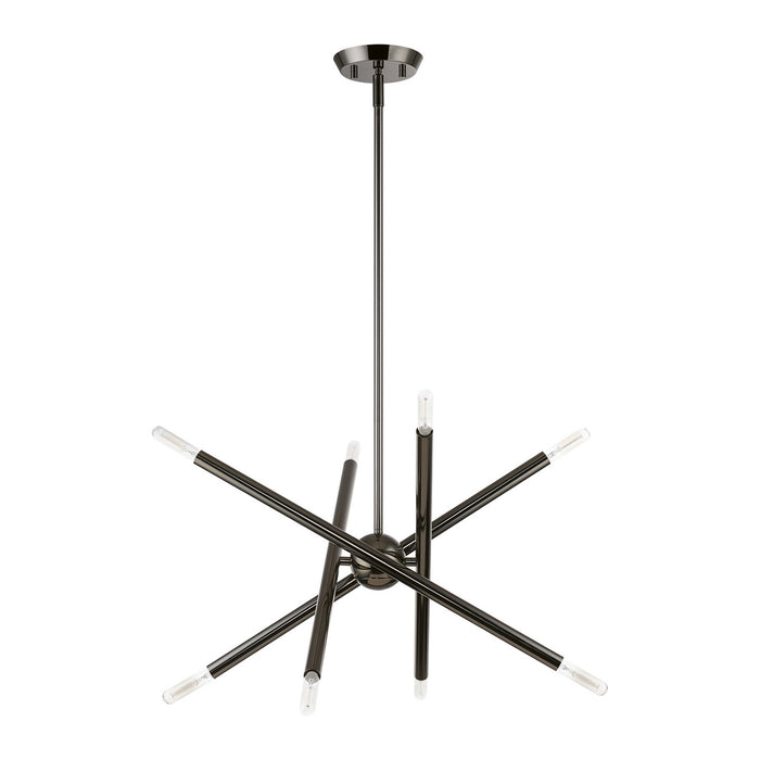 Livex Lighting 46774-46 Eight Light Chandelier, Black Chrome
