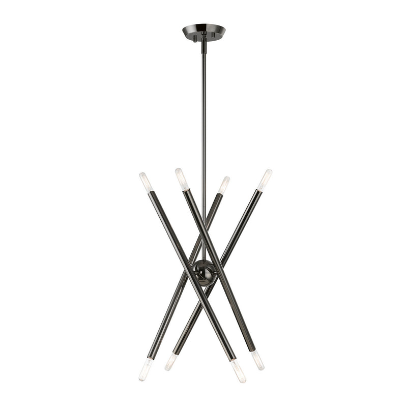 Livex Lighting 46774-46 Eight Light Chandelier, Black Chrome
