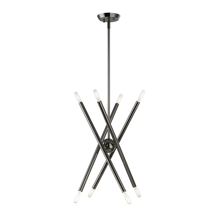 Livex Lighting 46774-46 Eight Light Chandelier, Black Chrome