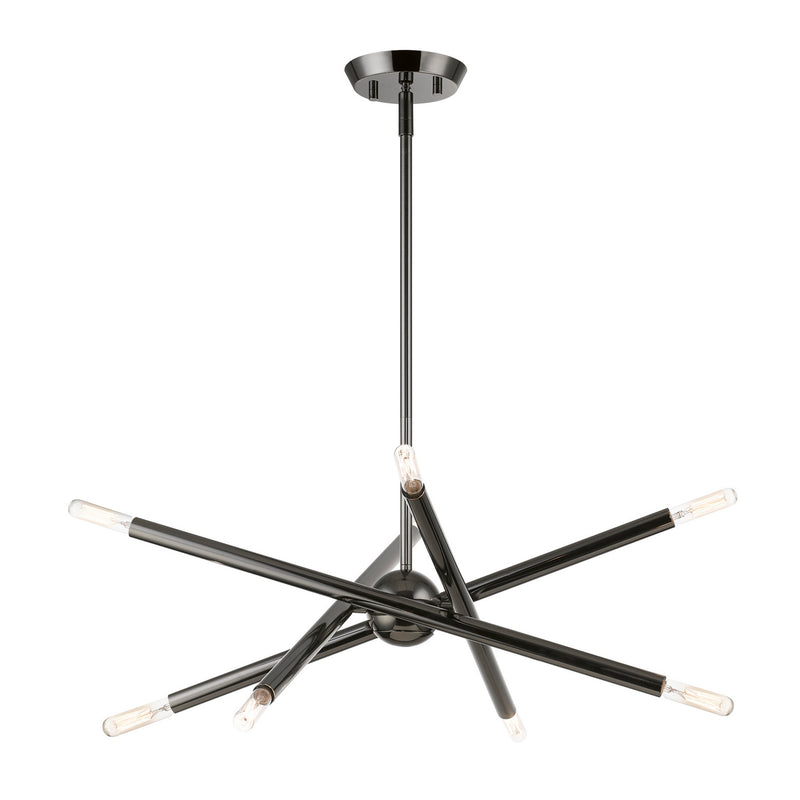 Livex Lighting 46774-46 Eight Light Chandelier, Black Chrome