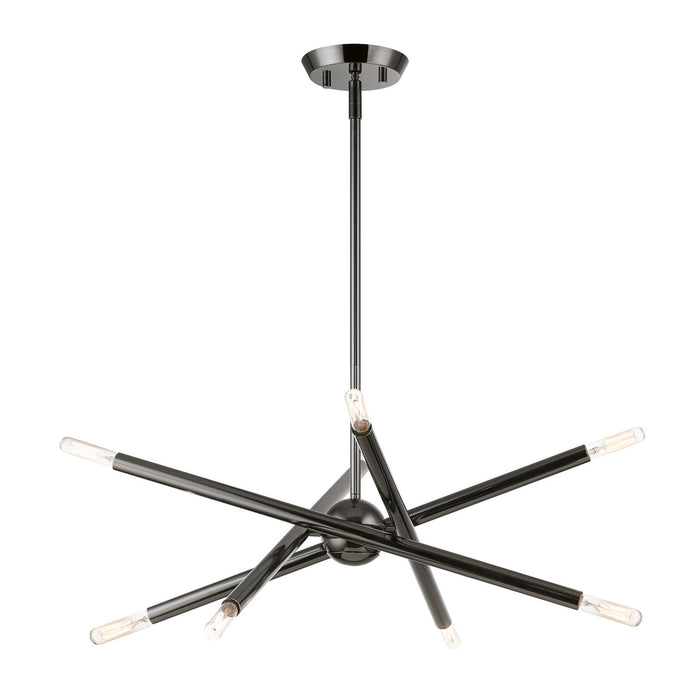 Livex Lighting 46774-46 Eight Light Chandelier, Black Chrome