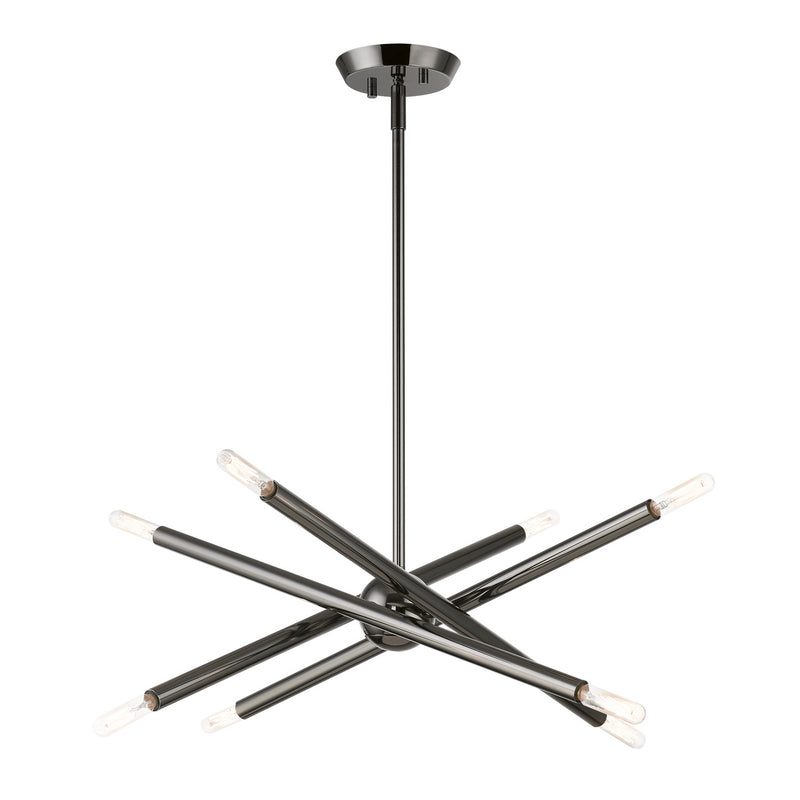 Livex Lighting 46774-46 Eight Light Chandelier, Black Chrome