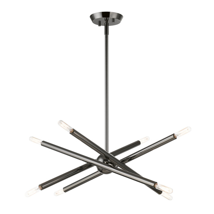 Livex Lighting 46774-46 Eight Light Chandelier, Black Chrome