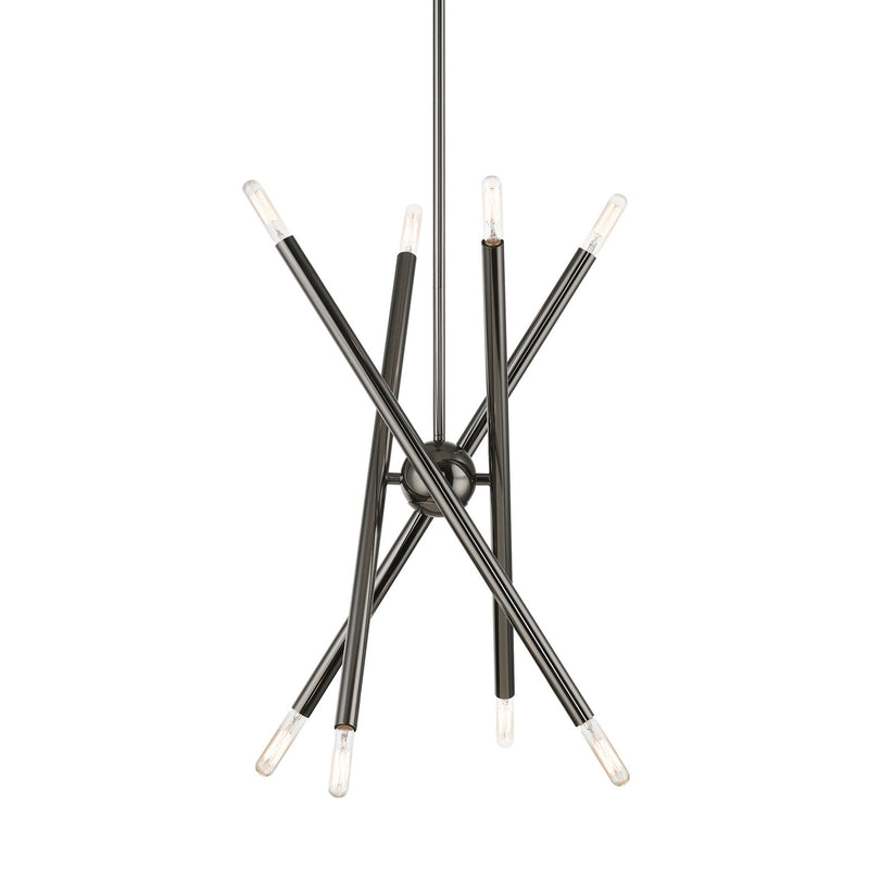 Livex Lighting 46774-46 Eight Light Chandelier, Black Chrome