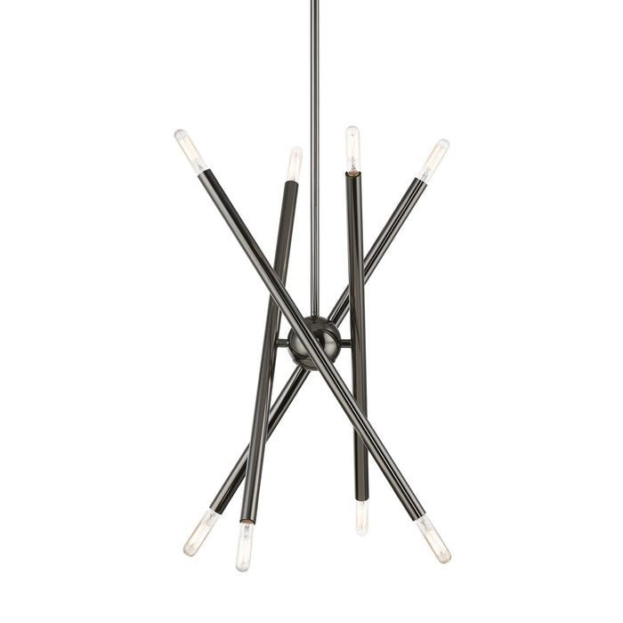 Livex Lighting 46774-46 Eight Light Chandelier, Black Chrome