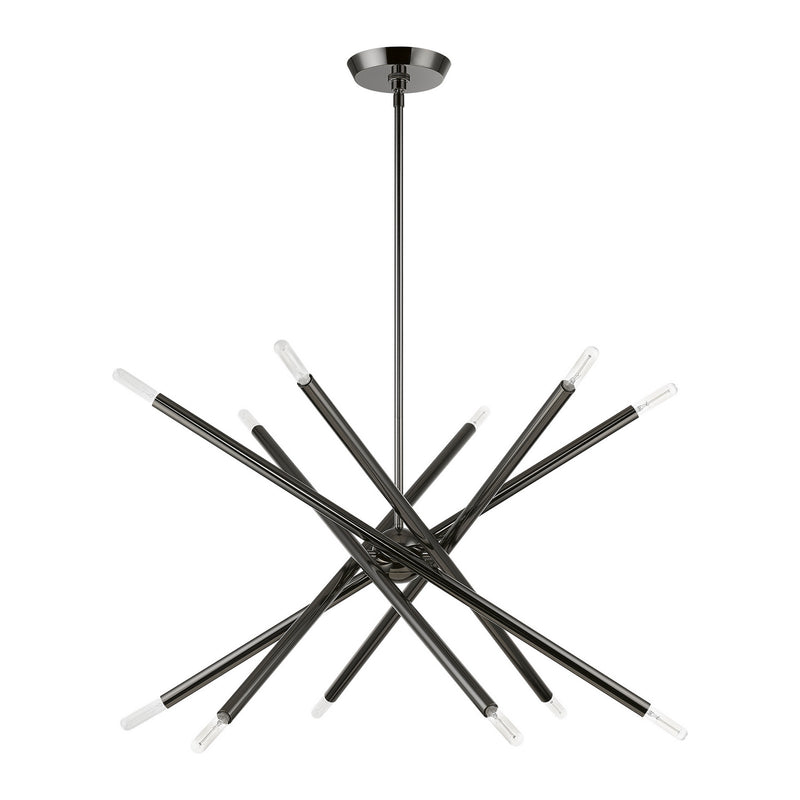 Livex Lighting 46776-46 12 Light Chandelier, Black Chrome
