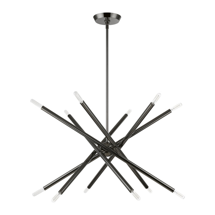 Livex Lighting 46776-46 12 Light Chandelier, Black Chrome