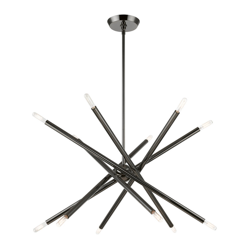 Livex Lighting 46776-46 12 Light Chandelier, Black Chrome