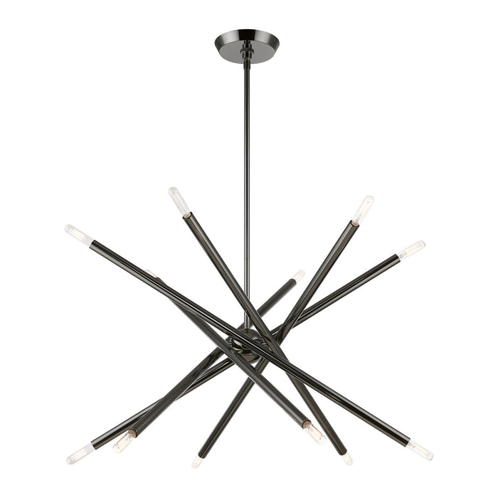 Livex Lighting 46776-46 12 Light Chandelier, Black Chrome
