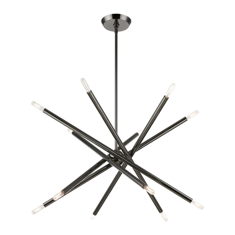 Livex Lighting 46776-46 12 Light Chandelier, Black Chrome