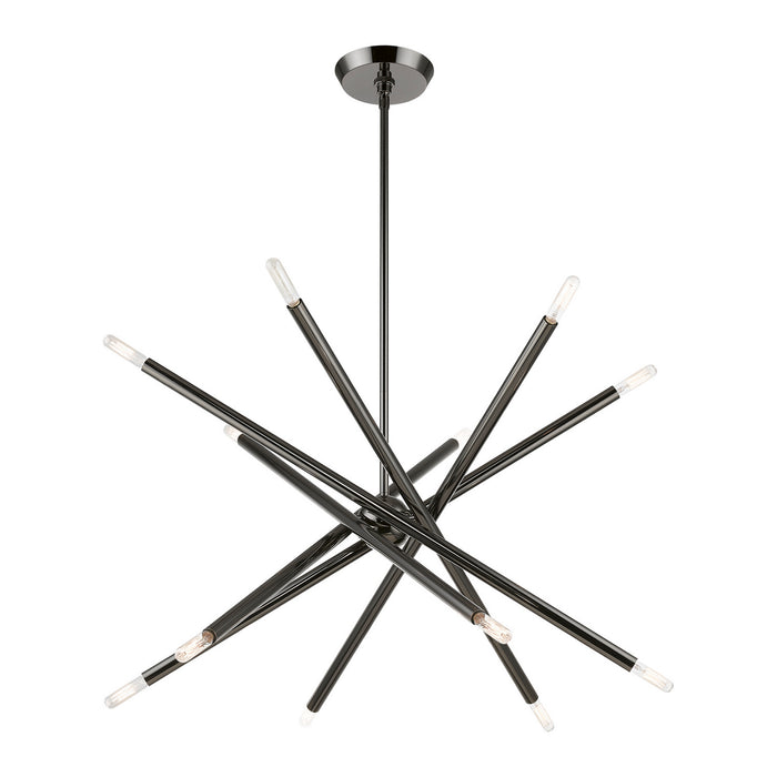 Livex Lighting 46776-46 12 Light Chandelier, Black Chrome