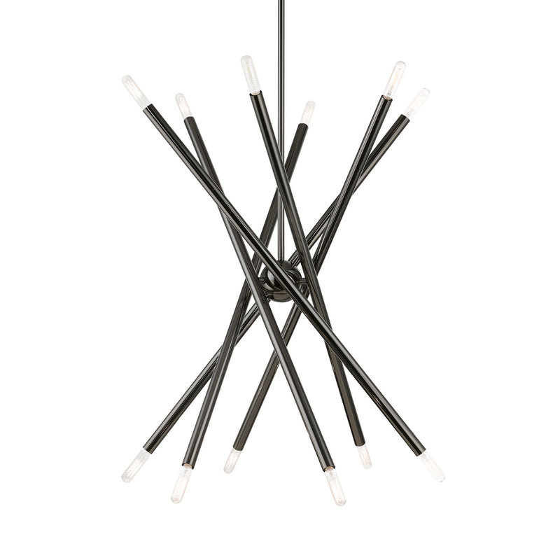 Livex Lighting 46776-46 12 Light Chandelier, Black Chrome