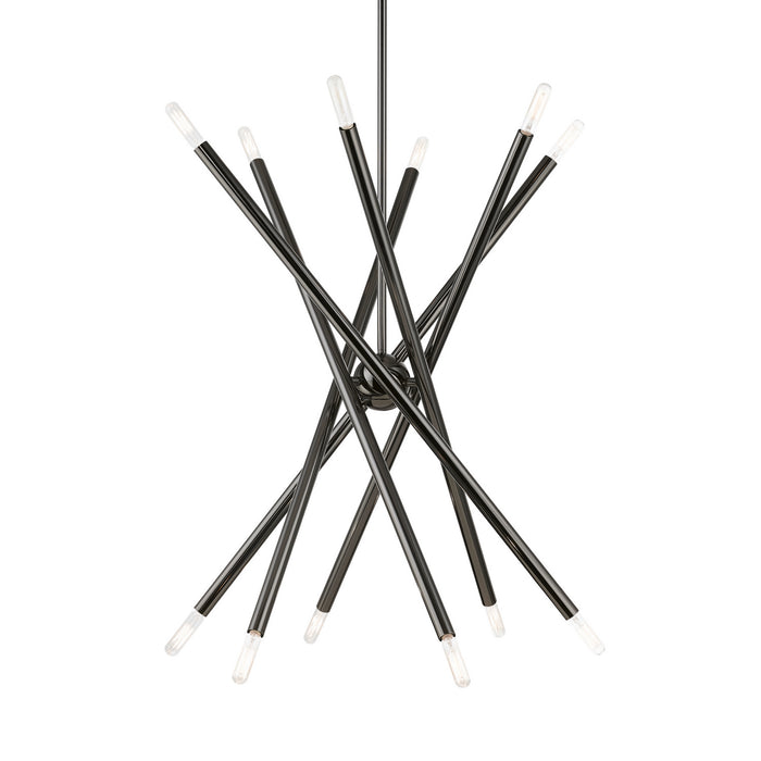 Livex Lighting 46776-46 12 Light Chandelier, Black Chrome
