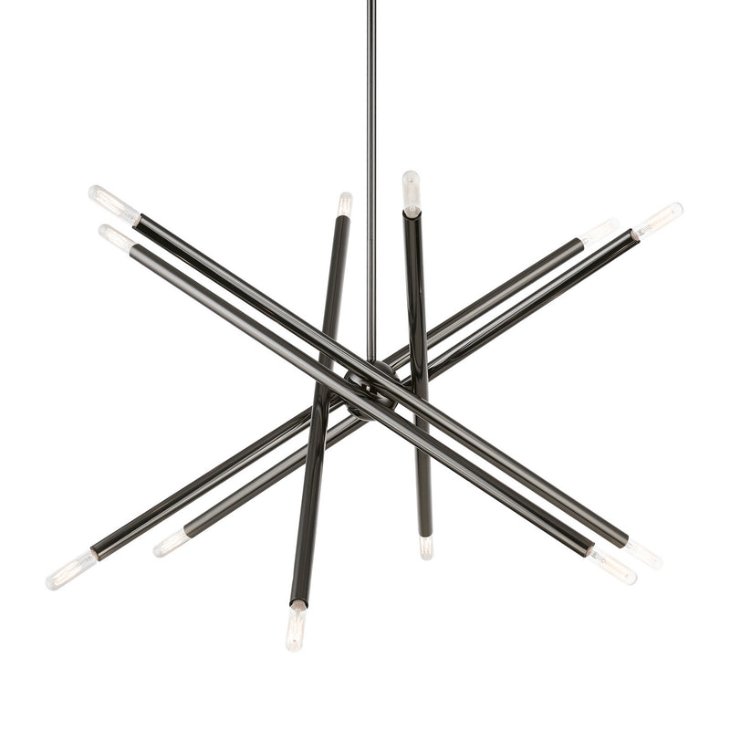 Livex Lighting 46776-46 12 Light Chandelier, Black Chrome