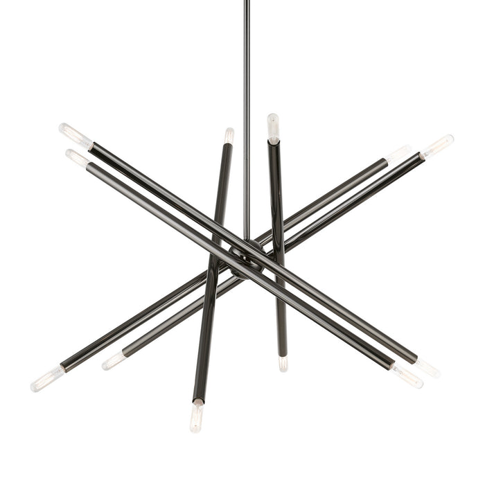 Livex Lighting 46776-46 12 Light Chandelier, Black Chrome