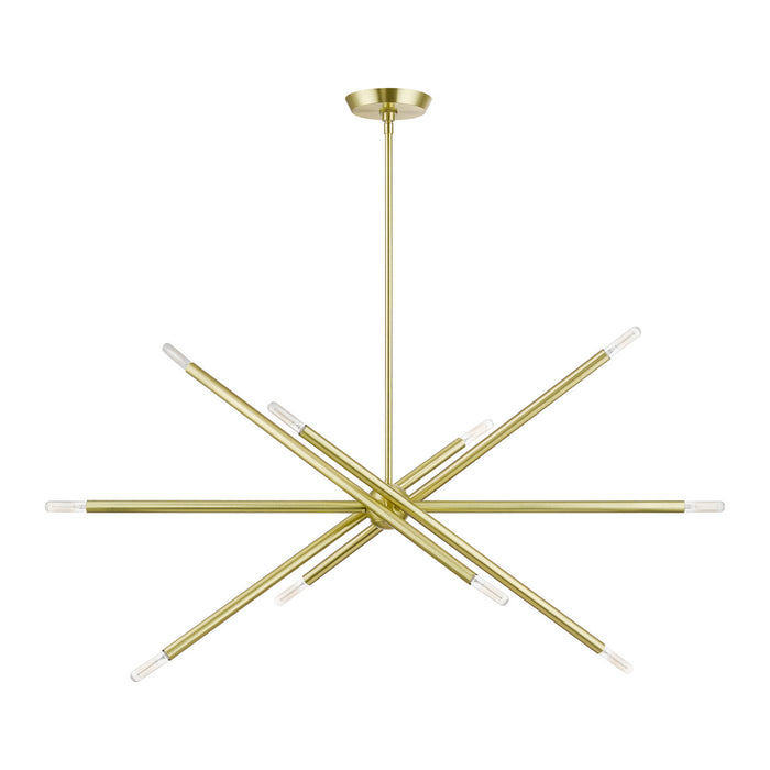 Livex Lighting 46777-12 Ten Light Linear Chandelier, Satin Brass