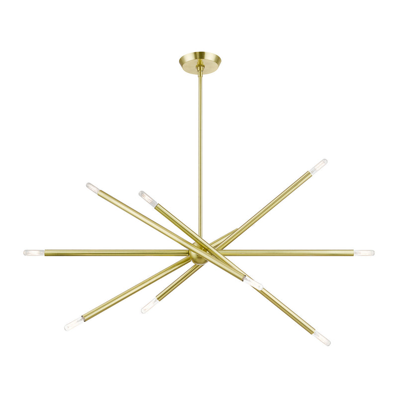 Livex Lighting 46777-12 Ten Light Linear Chandelier, Satin Brass