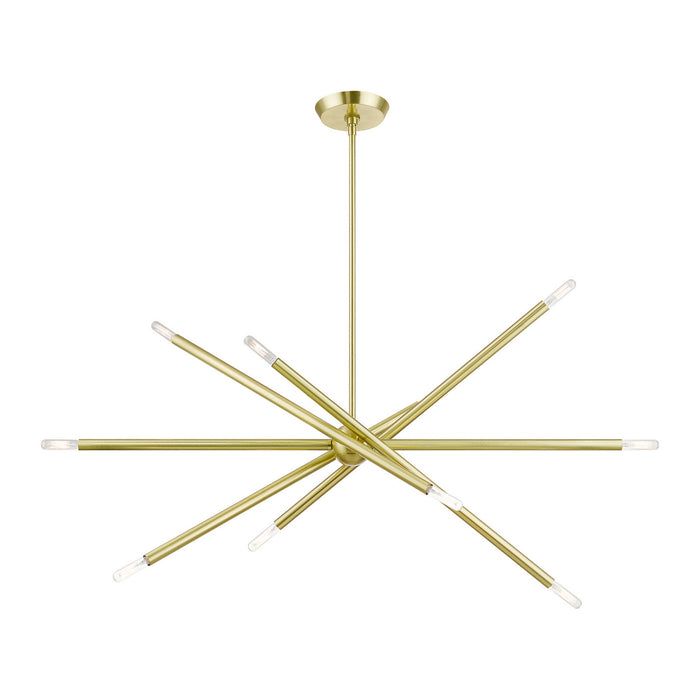 Livex Lighting 46777-12 Ten Light Linear Chandelier, Satin Brass