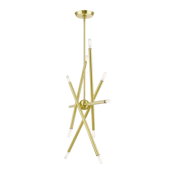 Livex Lighting 46777-12 Ten Light Linear Chandelier, Satin Brass