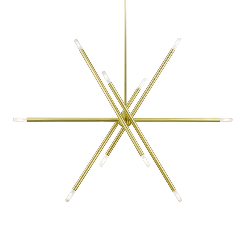 Livex Lighting 46777-12 Ten Light Linear Chandelier, Satin Brass