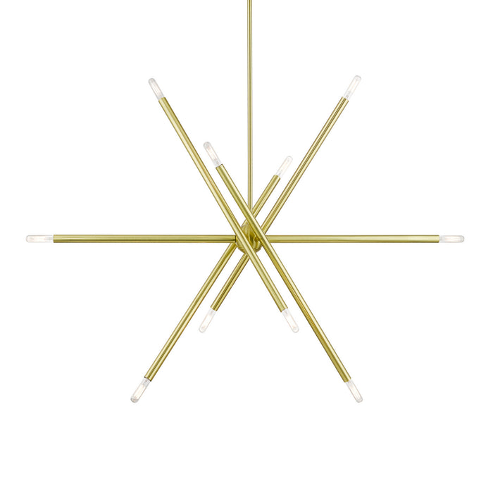 Livex Lighting 46777-12 Ten Light Linear Chandelier, Satin Brass