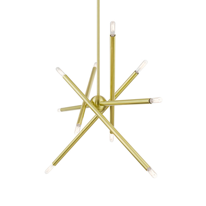 Livex Lighting 46777-12 Ten Light Linear Chandelier, Satin Brass