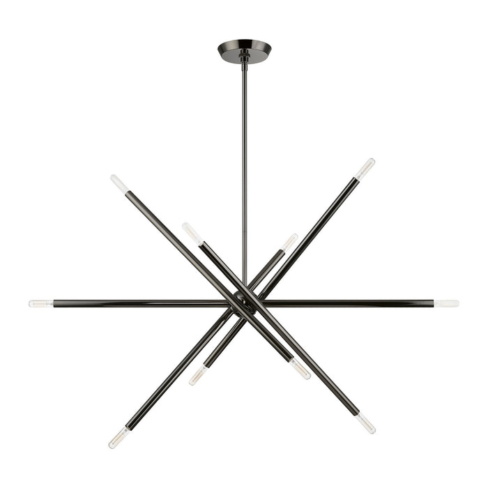 Livex Lighting 46777-46 Ten Light Linear Chandelier, Black Chrome