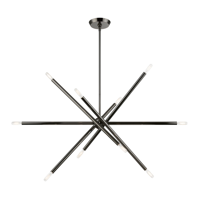 Livex Lighting 46777-46 Ten Light Linear Chandelier, Black Chrome