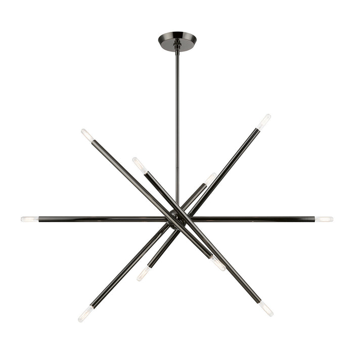 Livex Lighting 46777-46 Ten Light Linear Chandelier, Black Chrome
