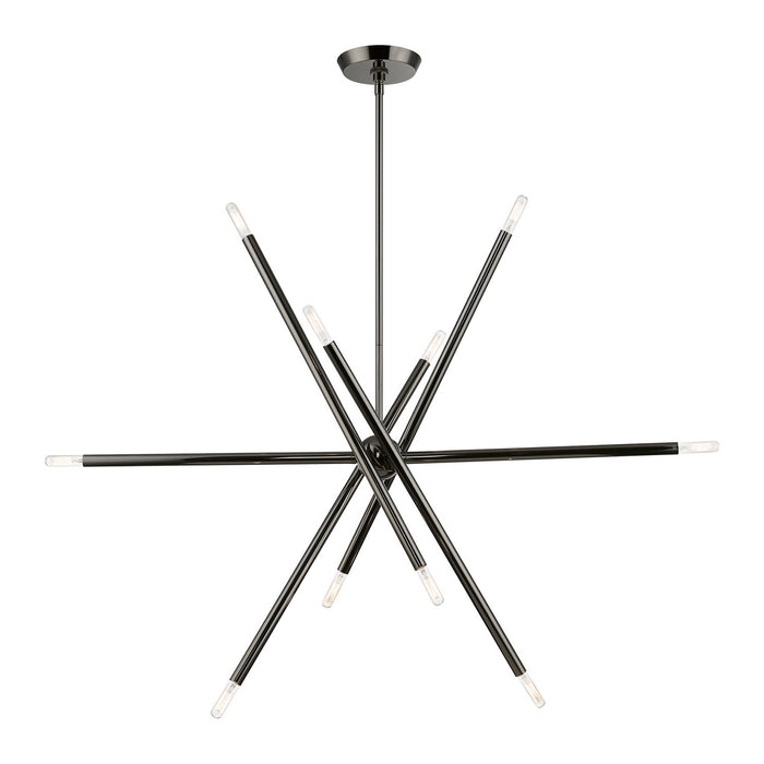 Livex Lighting 46777-46 Ten Light Linear Chandelier, Black Chrome