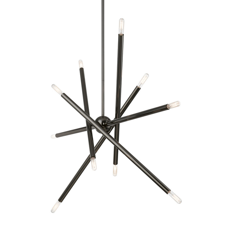 Livex Lighting 46777-46 Ten Light Linear Chandelier, Black Chrome