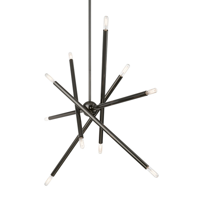 Livex Lighting 46777-46 Ten Light Linear Chandelier, Black Chrome